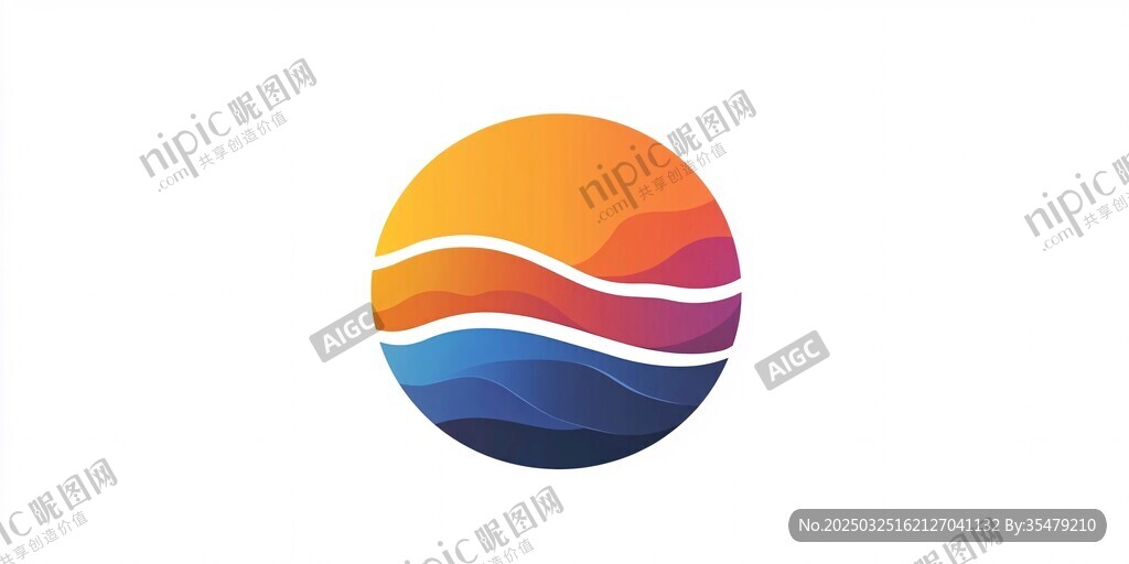 日出海浪抽象標(biāo)志設(shè)計(jì)