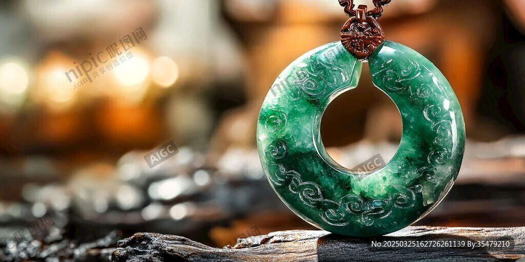 翠綠雕花翡翠玉環(huán)