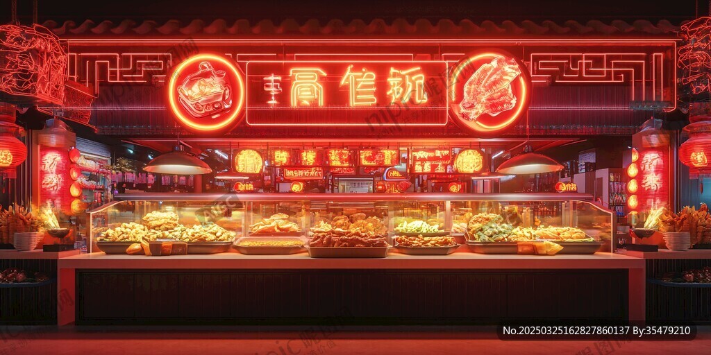 中式熟食店的誘人美食場景