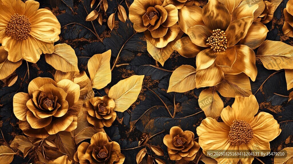 金色繁花背景圖案