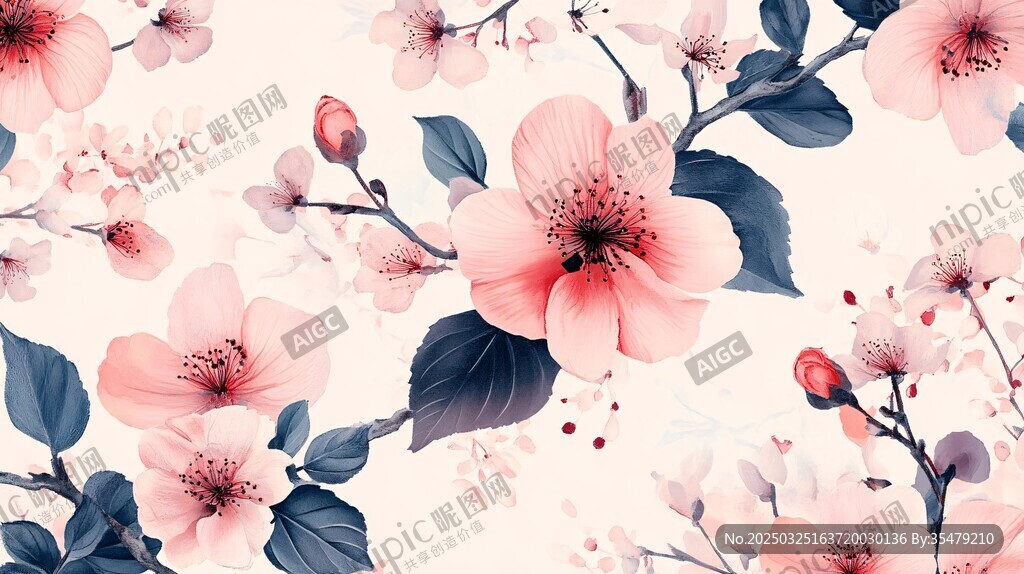 粉色花卉圖案背景圖