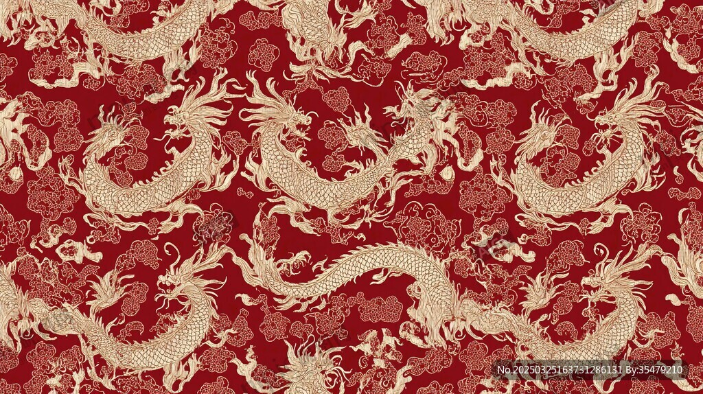 中式紅龍紋精美傳統圖案