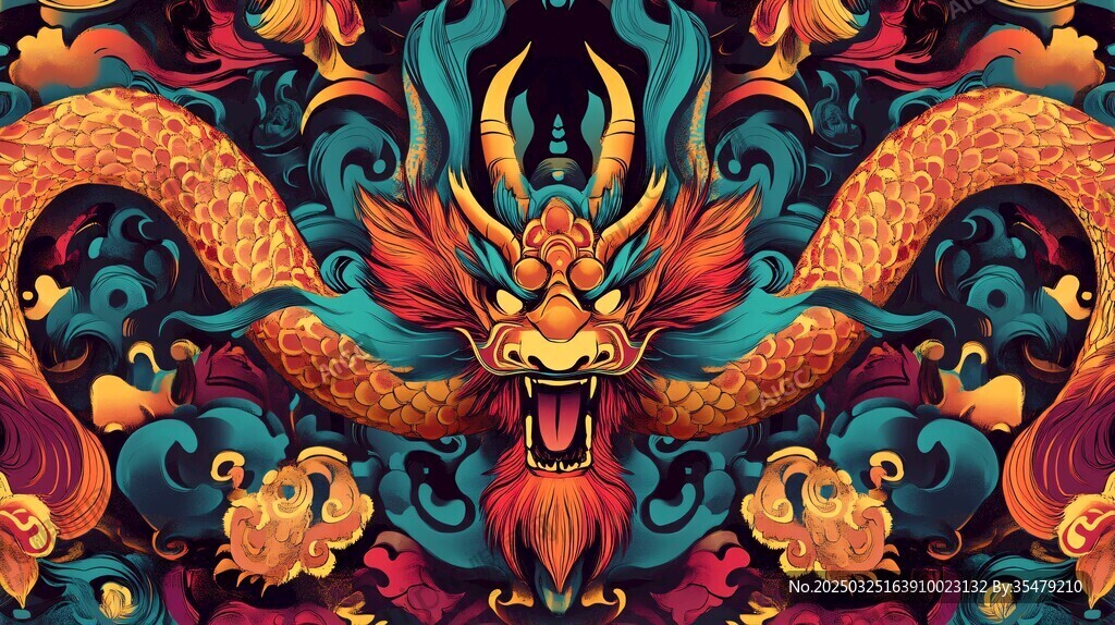 中式龍紋圖案 絢麗東方風(fēng)