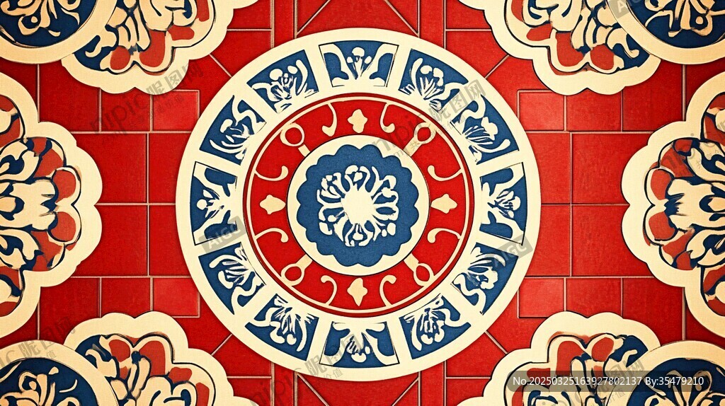 中式傳統(tǒng)花紋瓷磚圖案