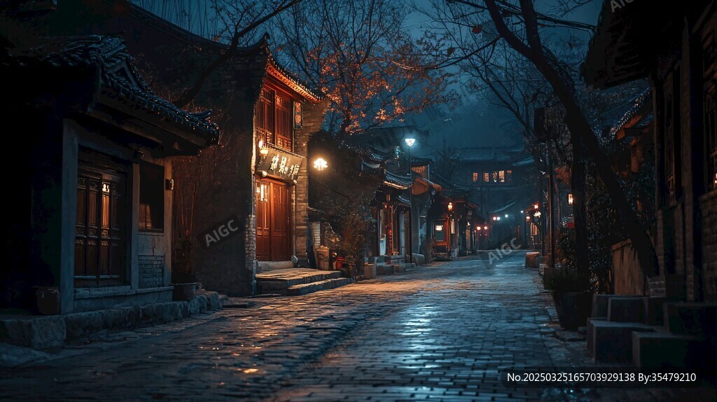 古巷夜色靜謐迷人