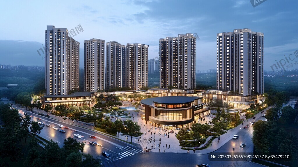 高端住宅區鳥瞰效果圖