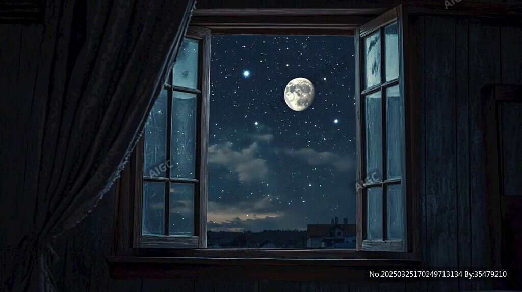 窗邊月夜景