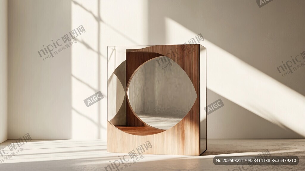 木質(zhì)幾何藝術(shù)鏡擺件展示