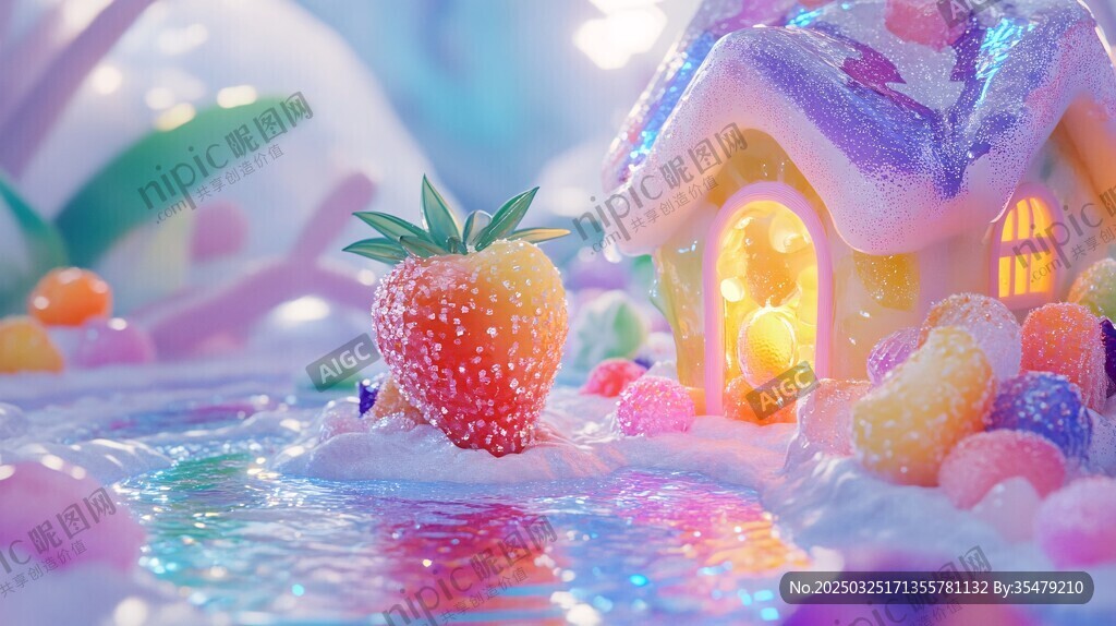 夢幻草莓糖果小屋場景