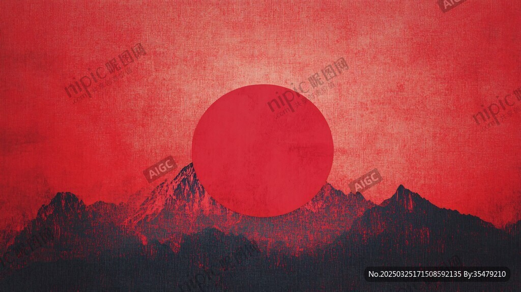 紅日映山景 壯美如畫