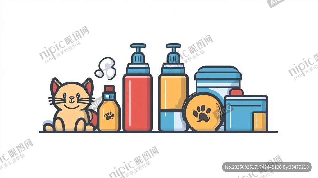 可愛貓咪與寵物護理用品