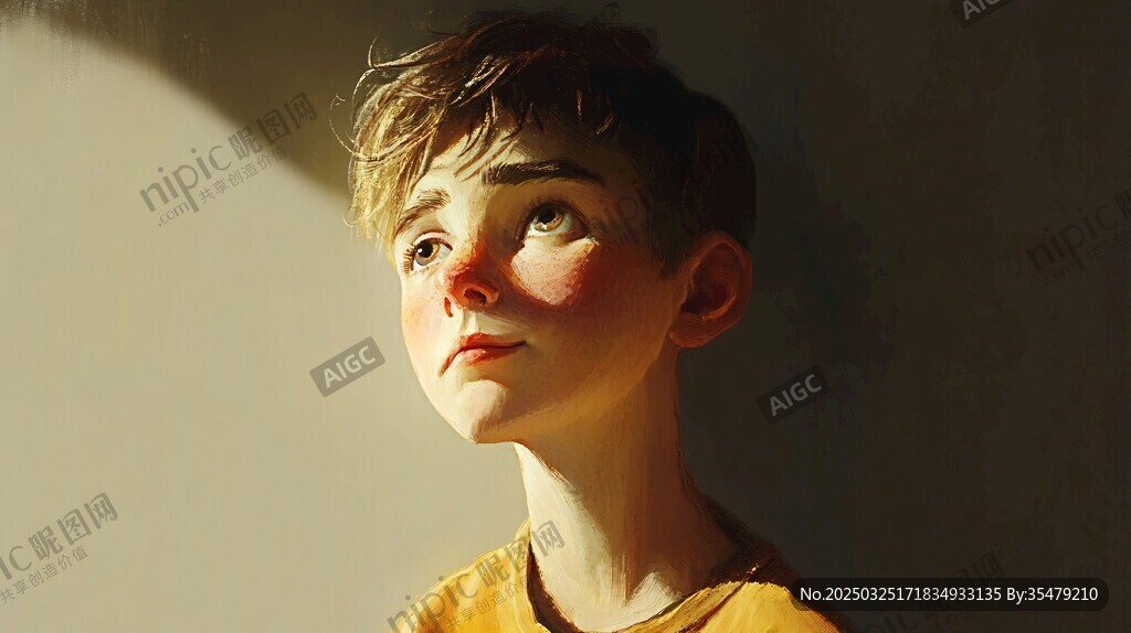 少年逆光側(cè)顏特寫(xiě)