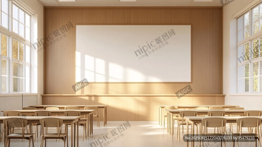陽光灑入的明亮教室空間