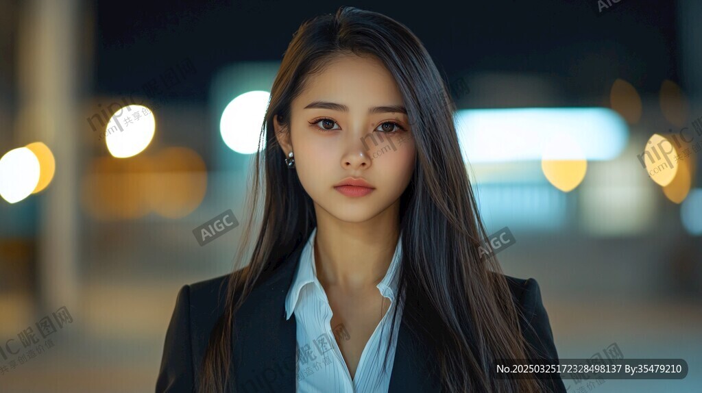 夜色中干練的職場女性