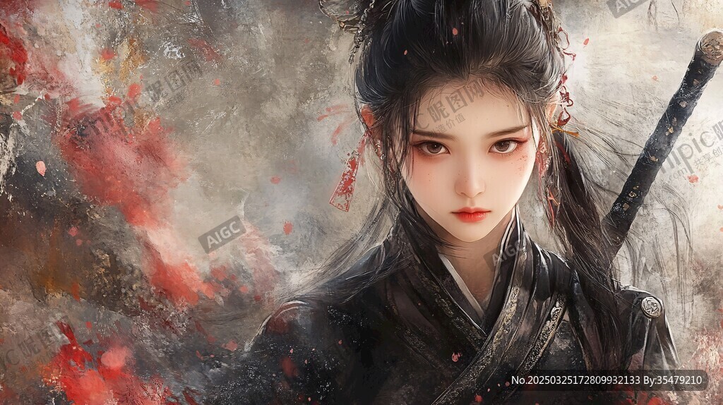 古風俠女持劍展颯爽風姿