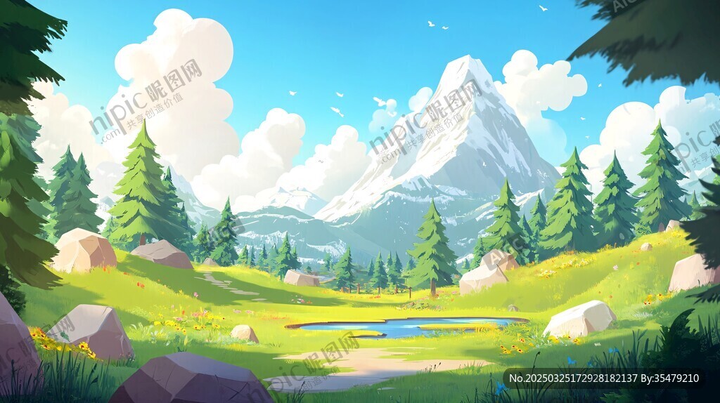 山間綠野 清新自然風景
