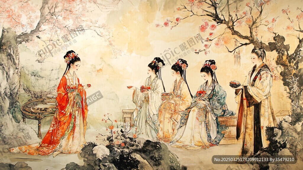 古風佳人雅聚圖