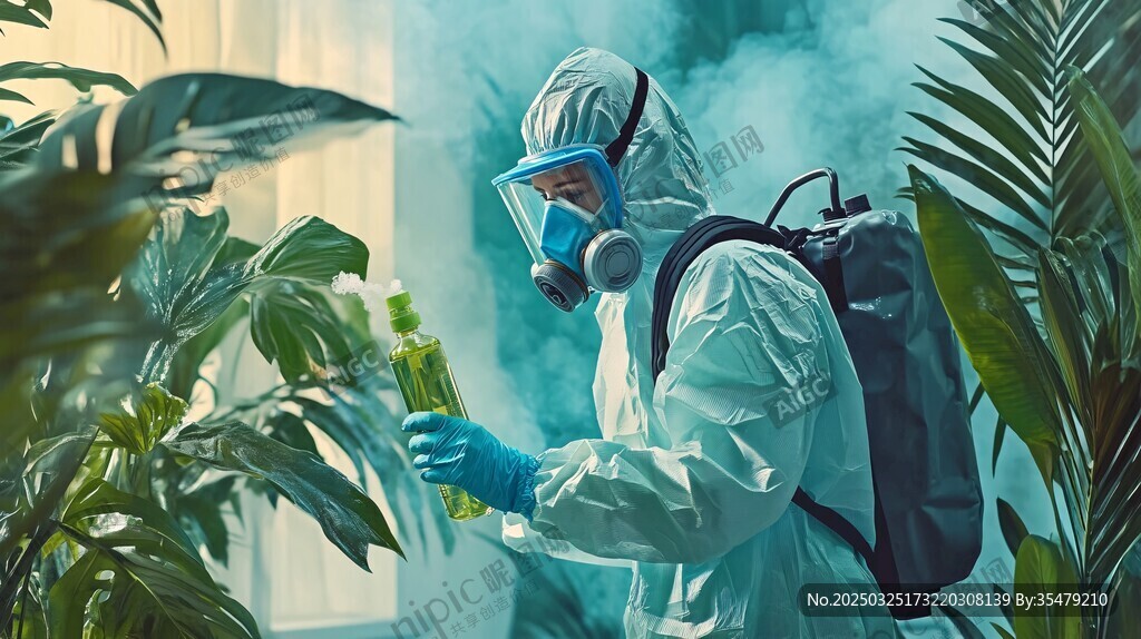 科研人員專注檢測植物