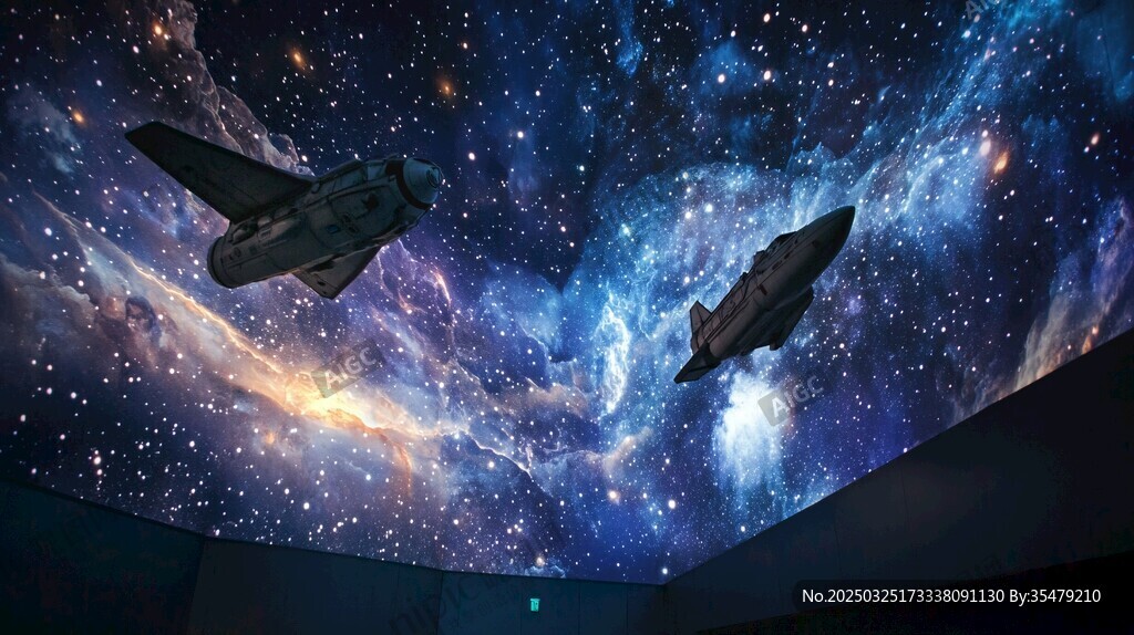 宇宙中航行的科幻飛船