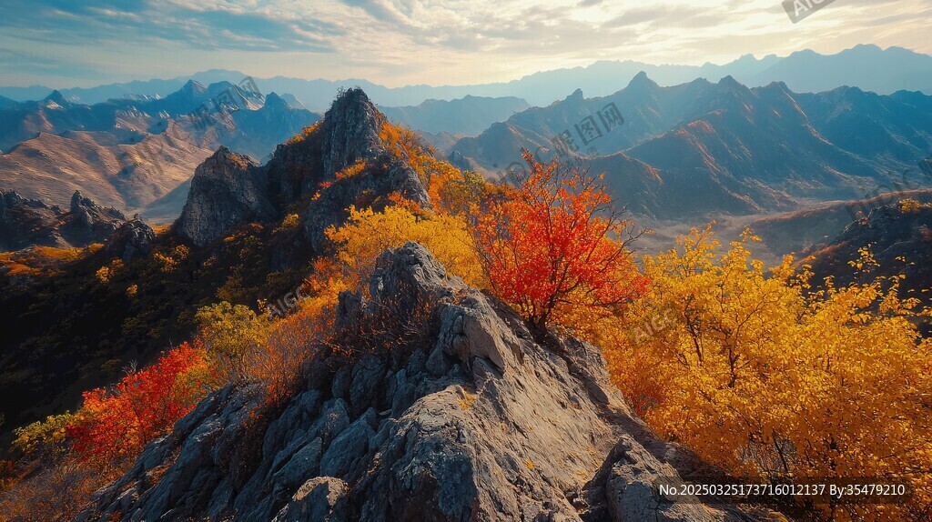 秋日山巔絢麗風光
