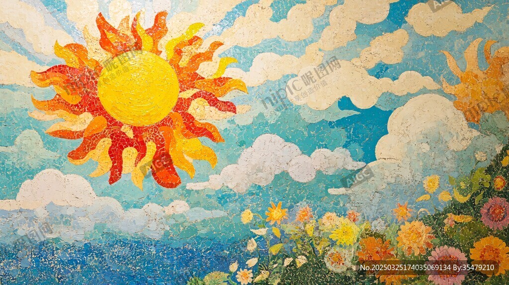 陽光花海的夢幻天空