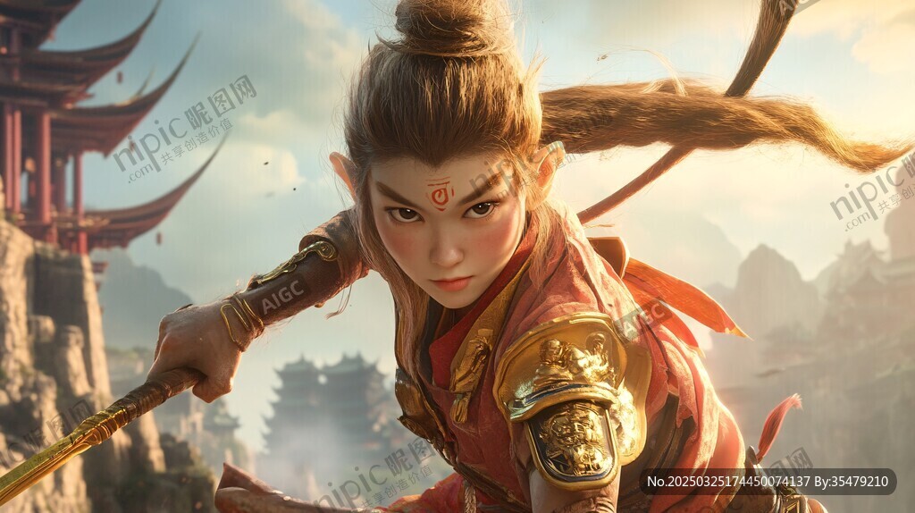 英勇少年持棍展俠義風采