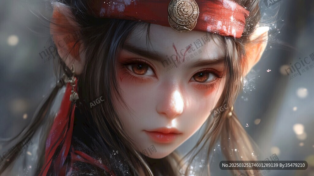神秘狐耳古風少女形象