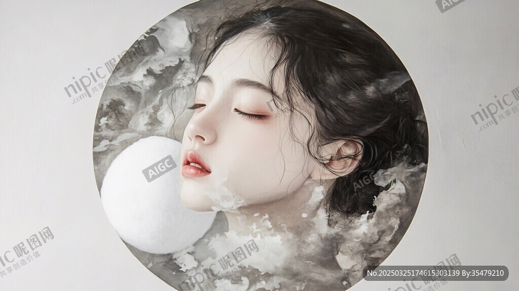 夢幻少女與泡泡的唯美畫面