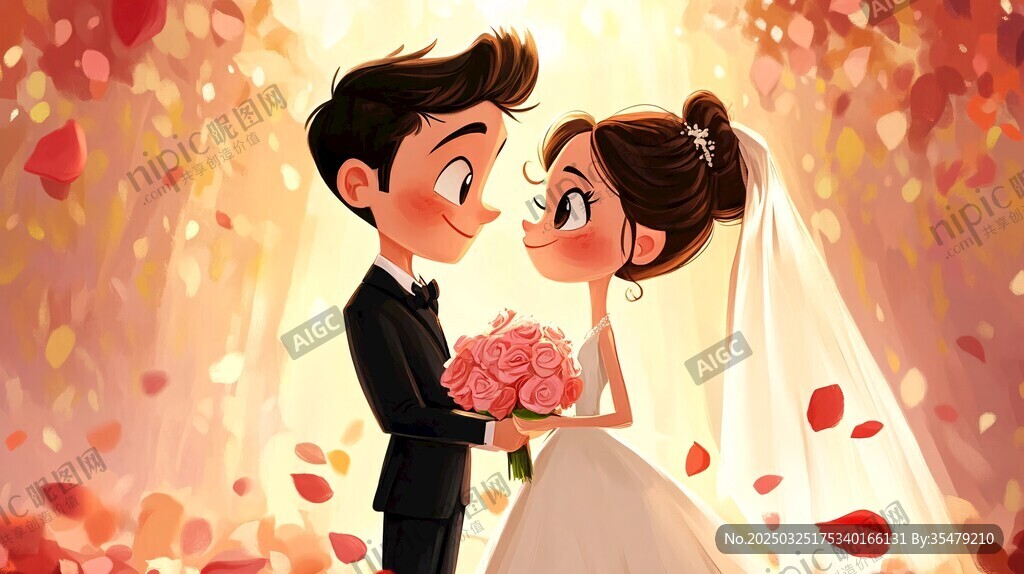 浪漫婚禮上的甜蜜新人