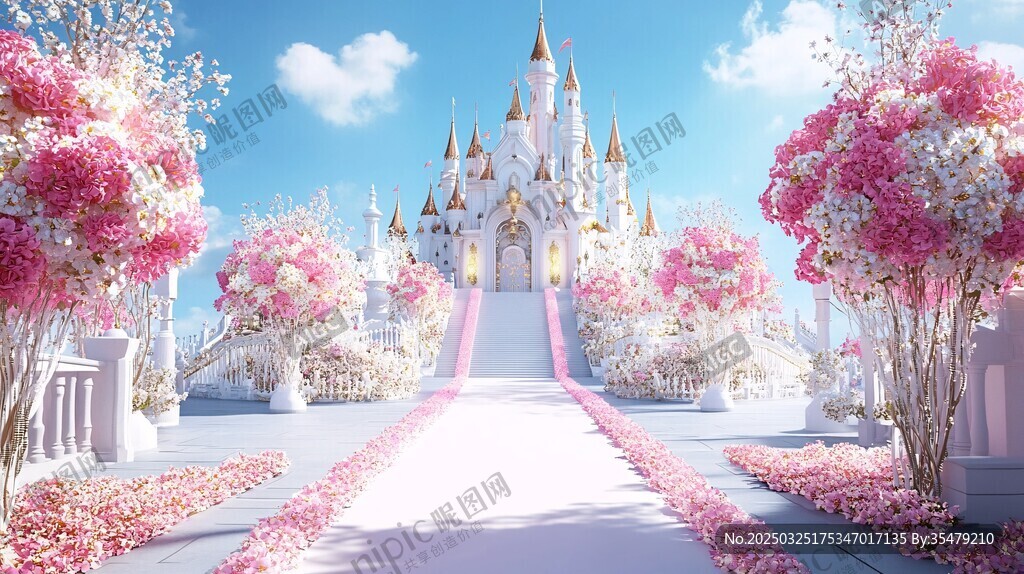 夢幻粉色浪漫城堡婚禮場景