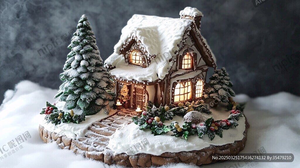 冬日雪景中的溫馨小屋