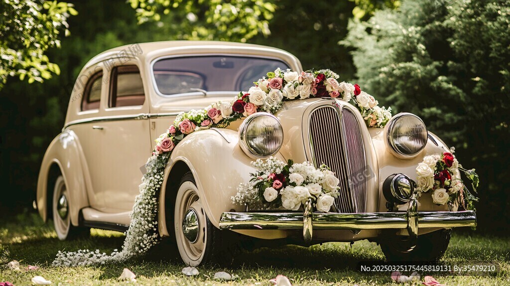 復(fù)古婚車裝點(diǎn)浪漫花卉