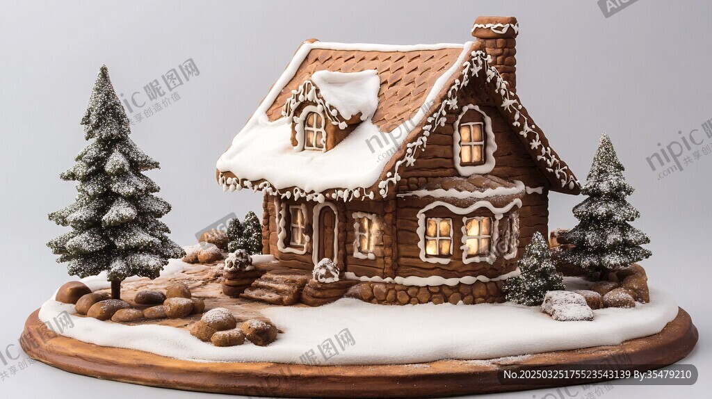 姜餅小屋冬日雪景擺件