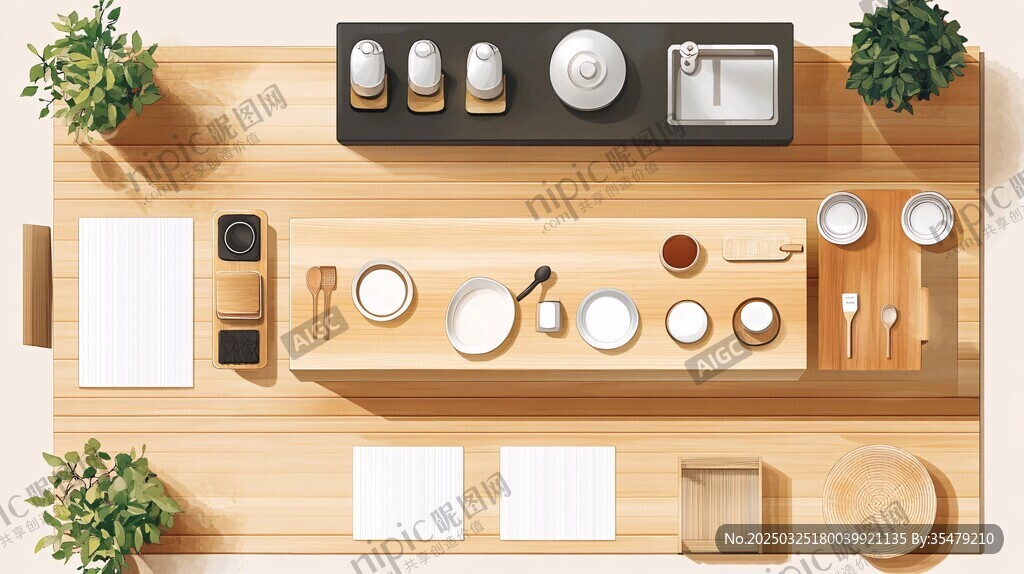 現代簡約風廚房餐具布置