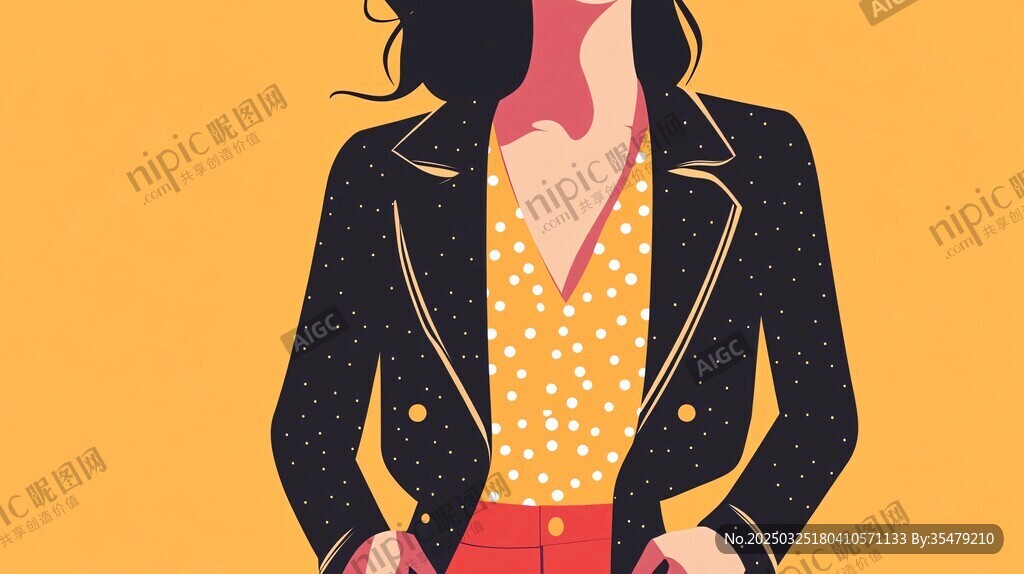 時(shí)尚摩登女性穿搭插畫