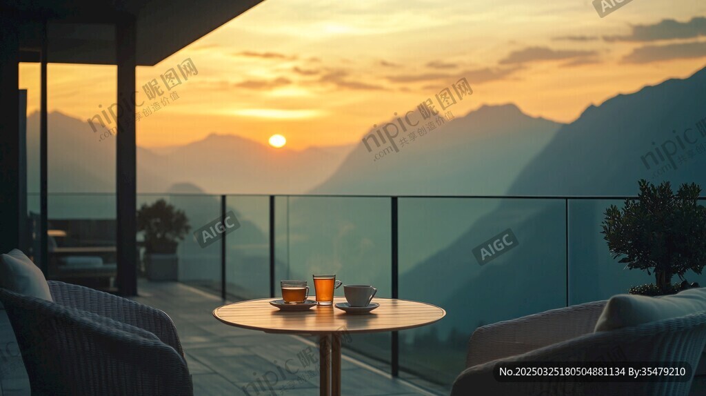 夕陽下露臺的愜意時光