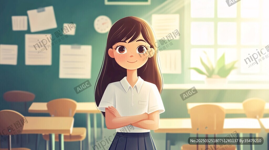 教室里的青春女學(xué)生