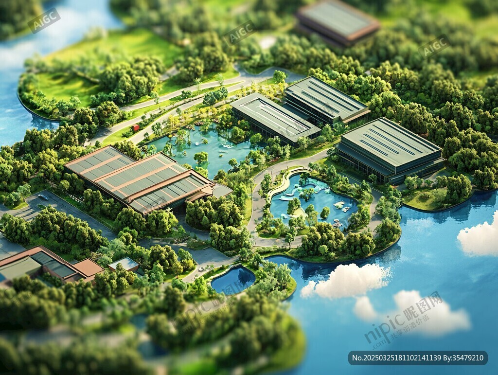 生態(tài)工業(yè)園區(qū)鳥瞰景觀