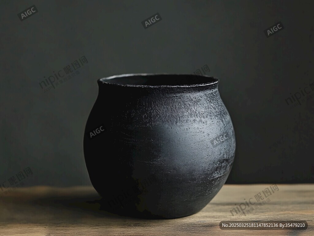 黑色陶制花盆古樸質(zhì)感