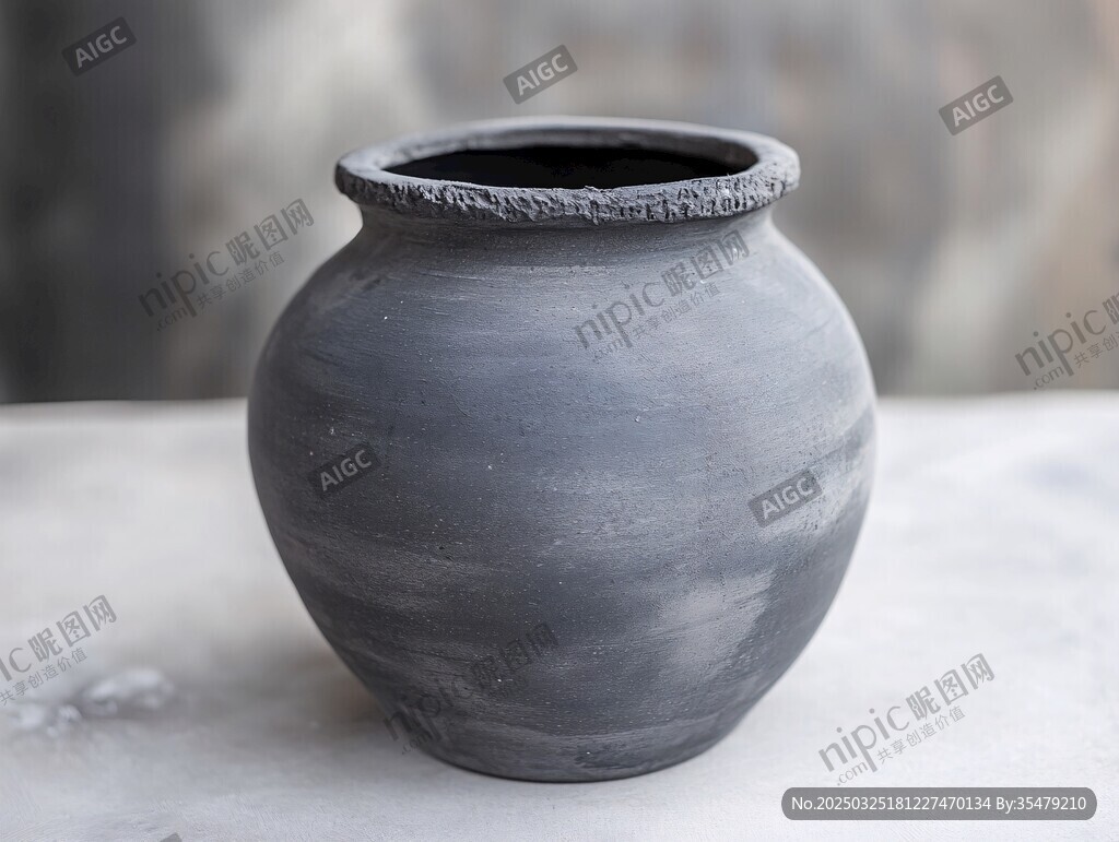 手工灰陶陶罐