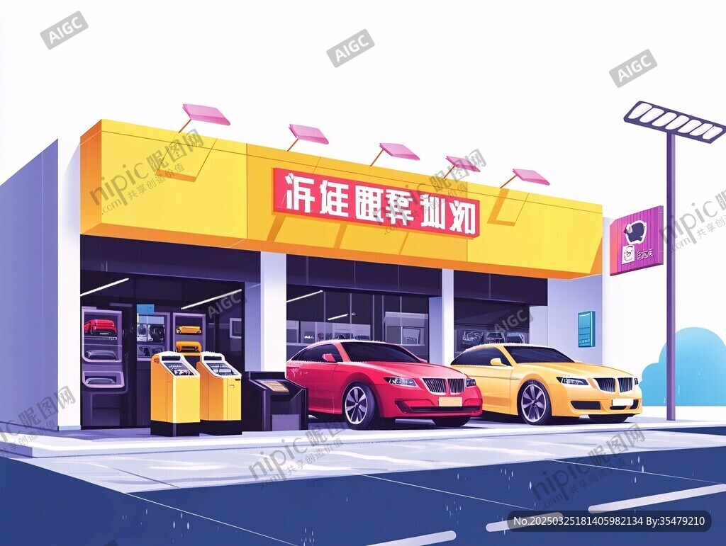 汽車美容店外觀場景