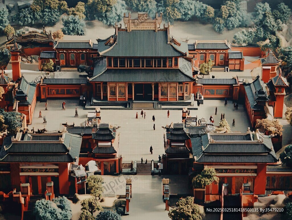 古風中式宮殿建筑群景觀