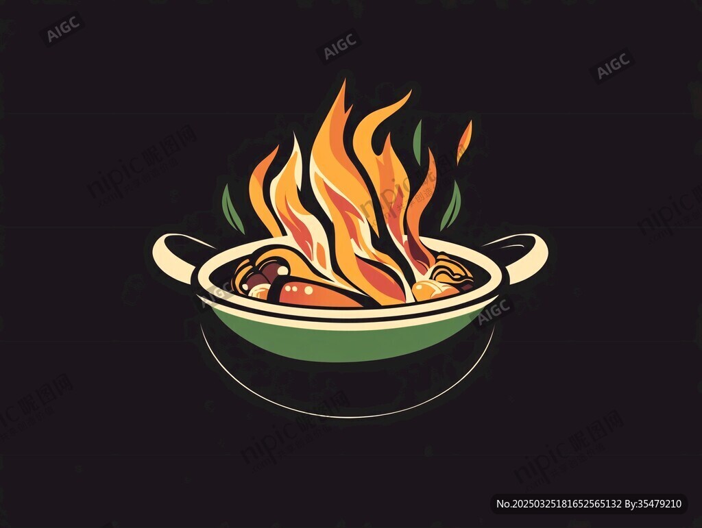 火焰鍋中美食誘人畫面