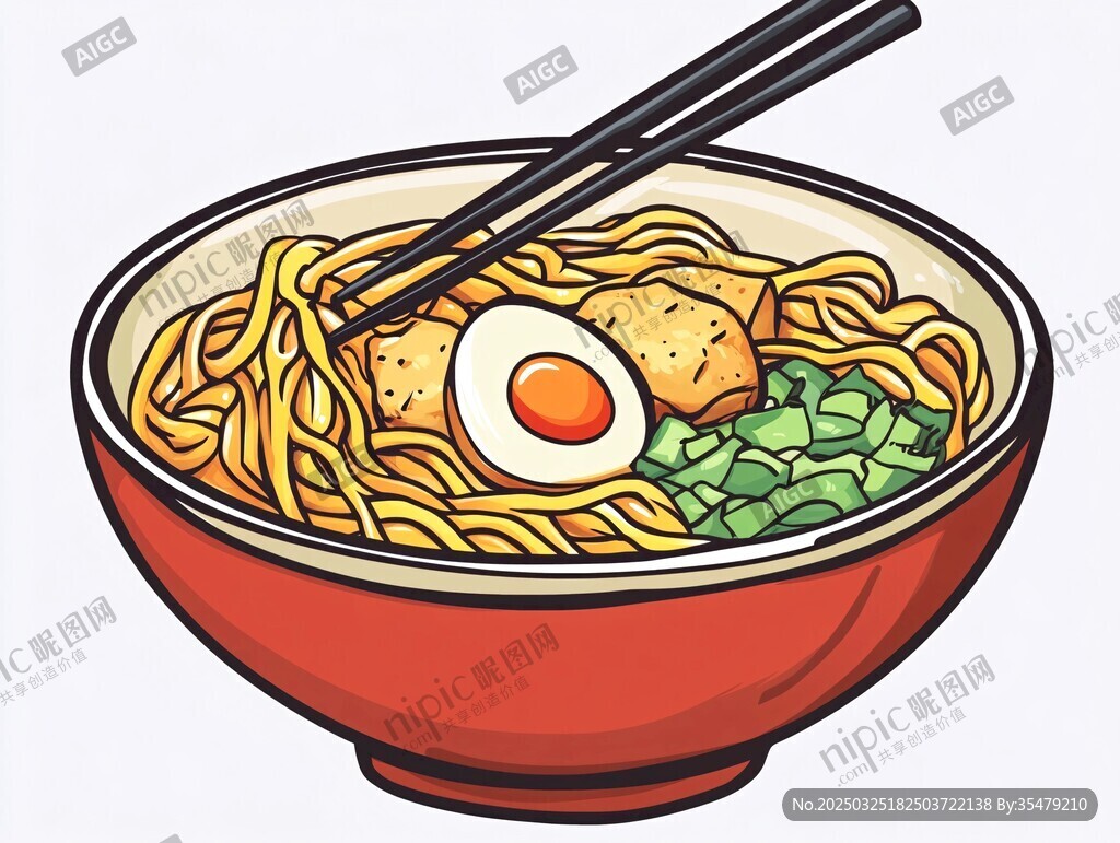 卡通風格美味拉面一碗