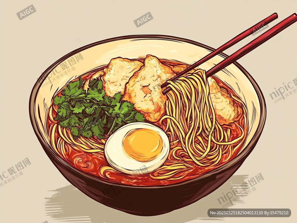 美味拉面插畫圖