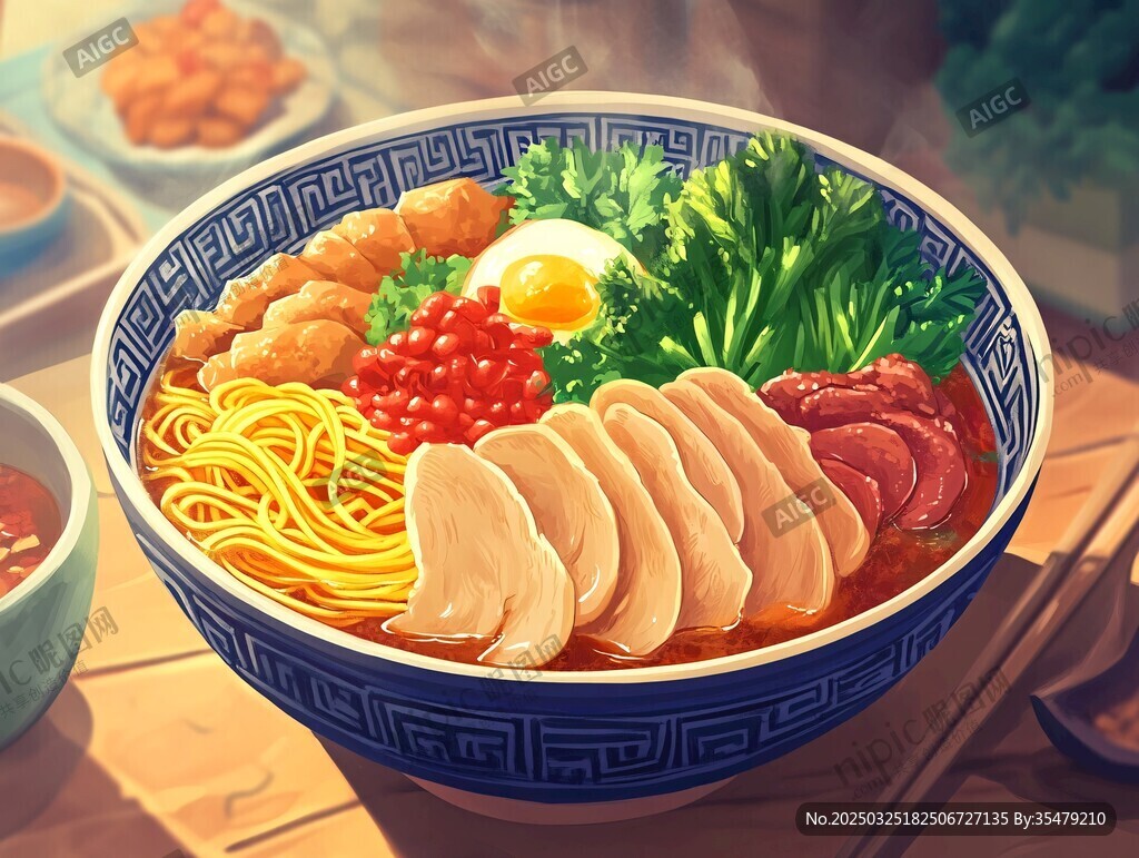 一碗豐盛誘人的特色拉面