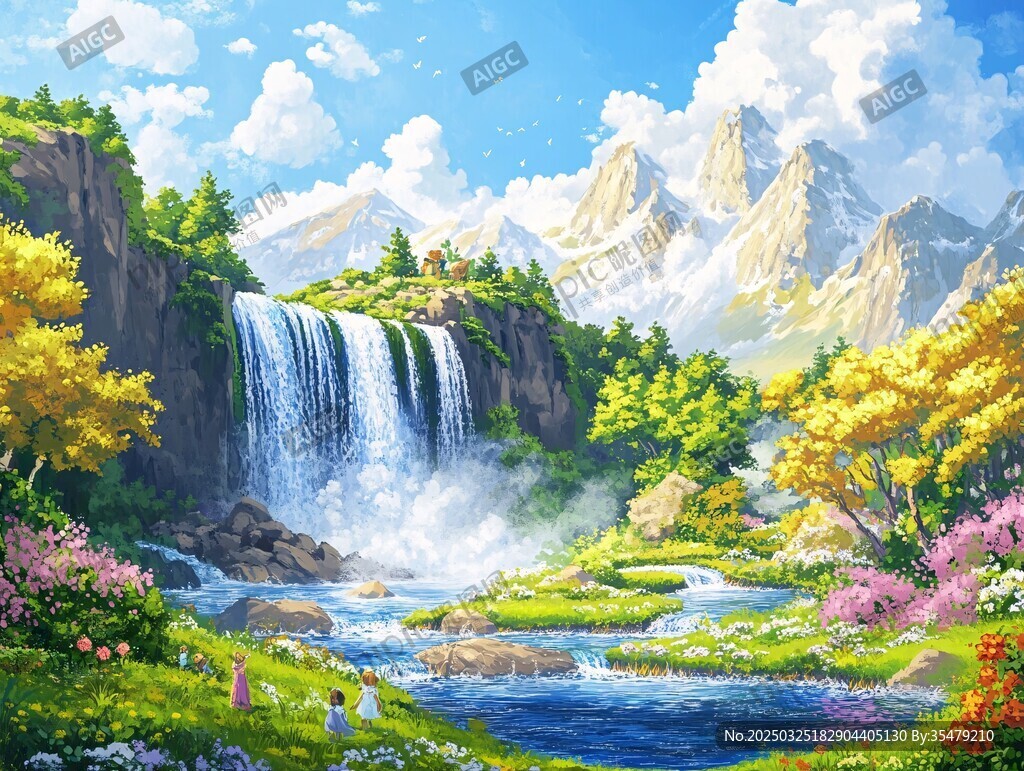 夢(mèng)幻山水間的自然瀑布美景