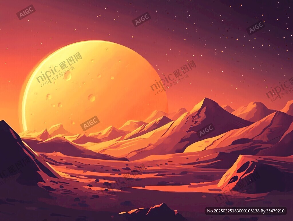 外星沙漠壯麗日落景觀