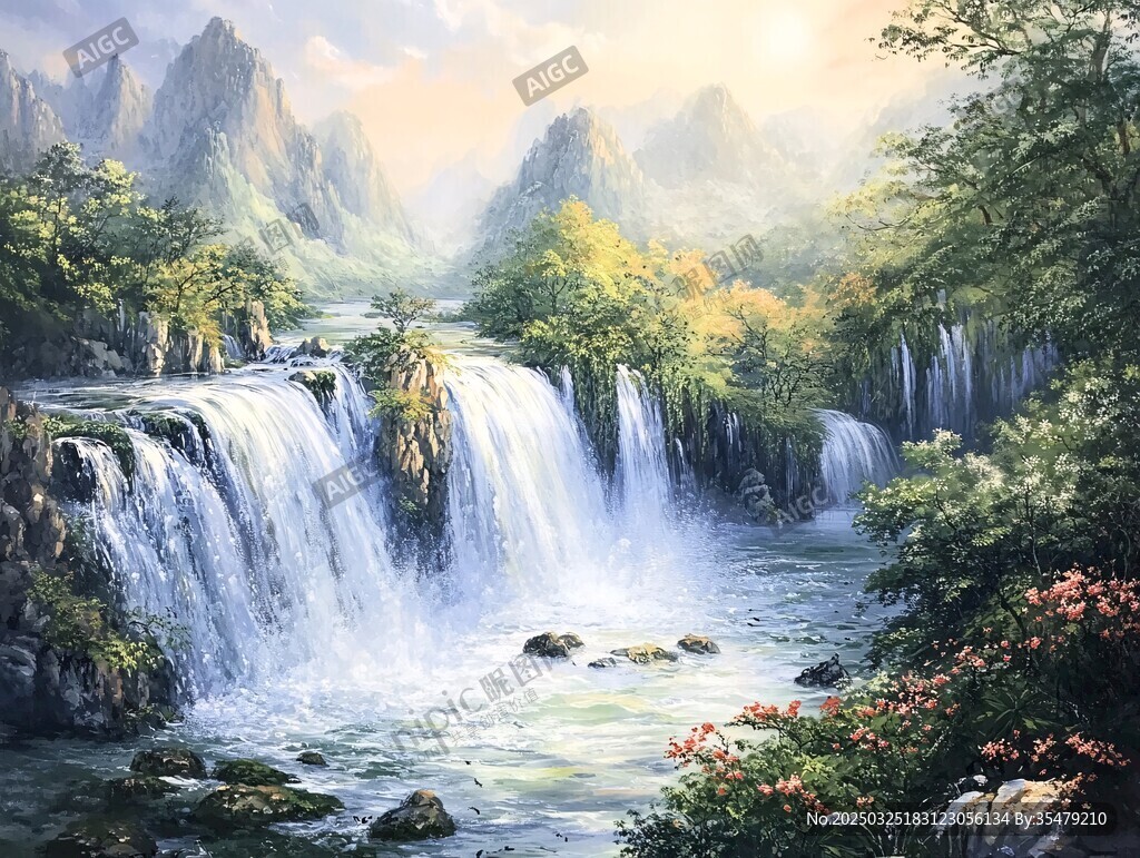 山間瀑布自然美景畫卷