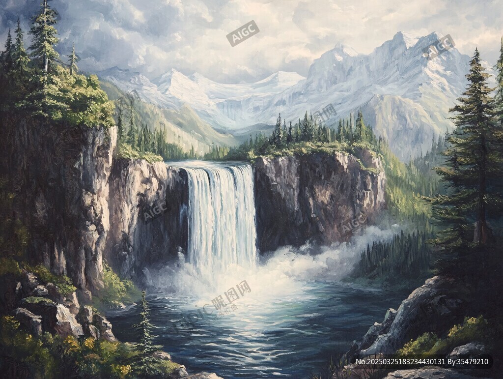 山間瀑布美景